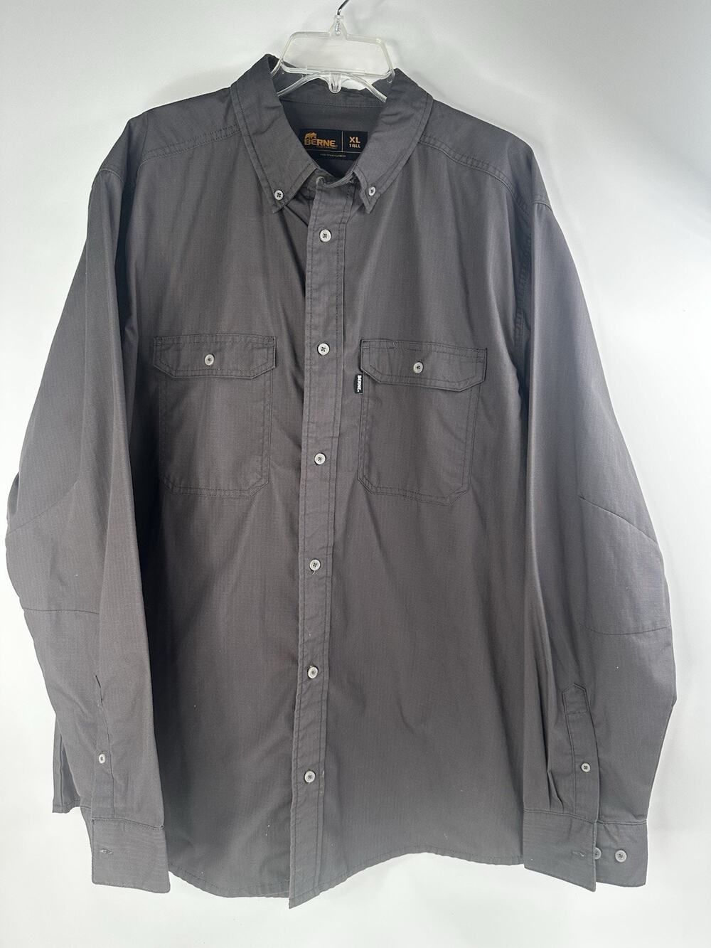Berne Workwear Shirt XL Tall Gray Utility Button Up Gorpcore Carpenter Conductor